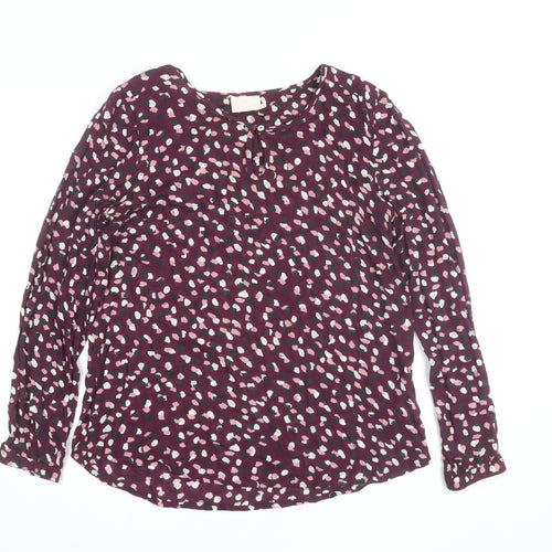 Kaffe Women's Purple Animal Print Viscose Long Sleeve Blouse Size 10