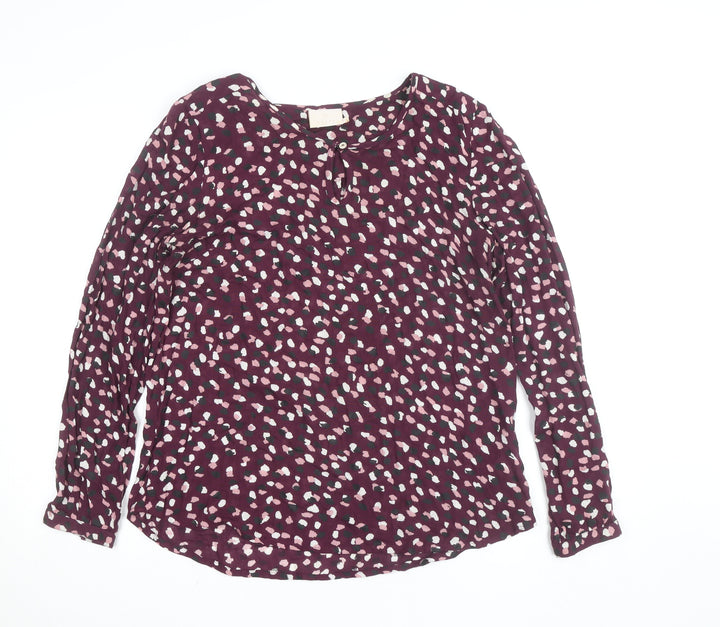 Kaffe Women's Purple Animal Print Viscose Long Sleeve Blouse Size 10