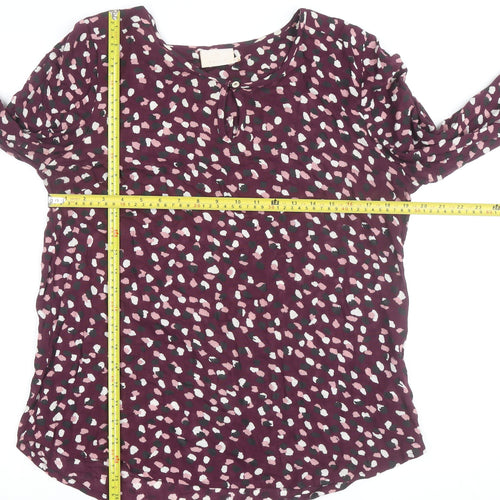 Kaffe Women's Purple Animal Print Viscose Long Sleeve Blouse Size 10