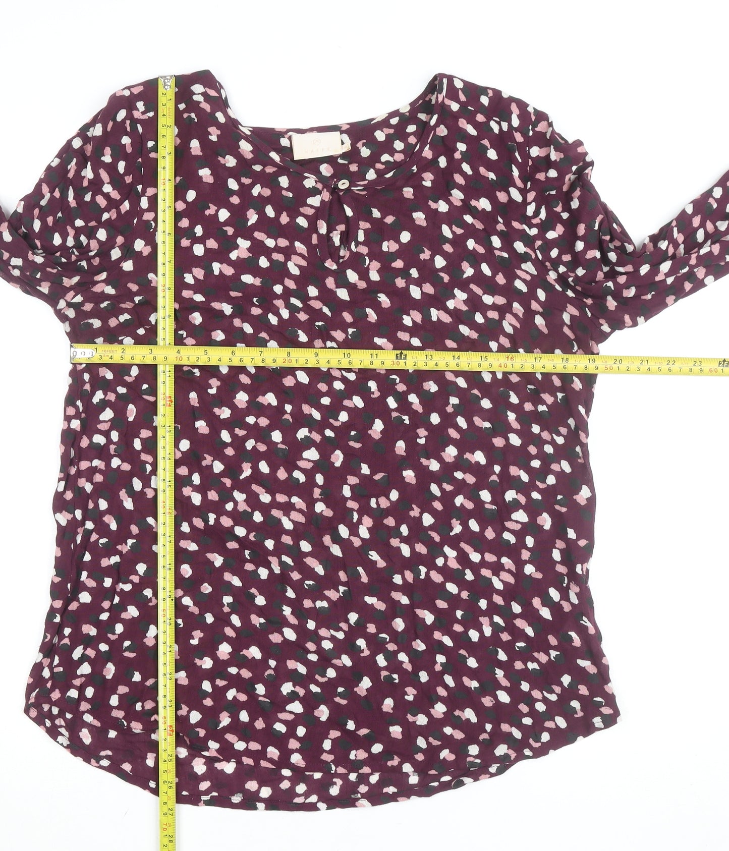 Kaffe Women's Purple Animal Print Viscose Long Sleeve Blouse Size 10