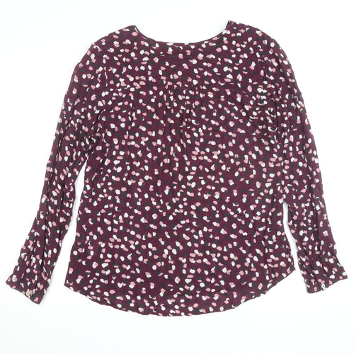 Kaffe Women's Purple Animal Print Viscose Long Sleeve Blouse Size 10