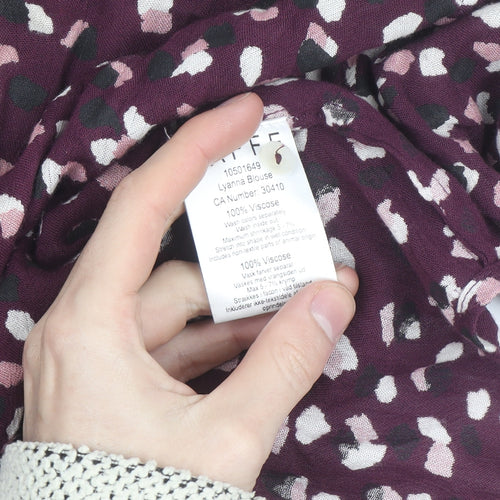 Kaffe Women's Purple Animal Print Viscose Long Sleeve Blouse Size 10