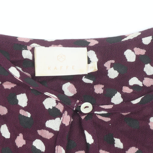 Kaffe Women's Purple Animal Print Viscose Long Sleeve Blouse Size 10