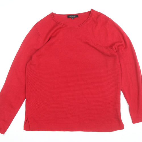 Sunday Men's Red Cotton Blend Long Sleeve Pullover Jumper M