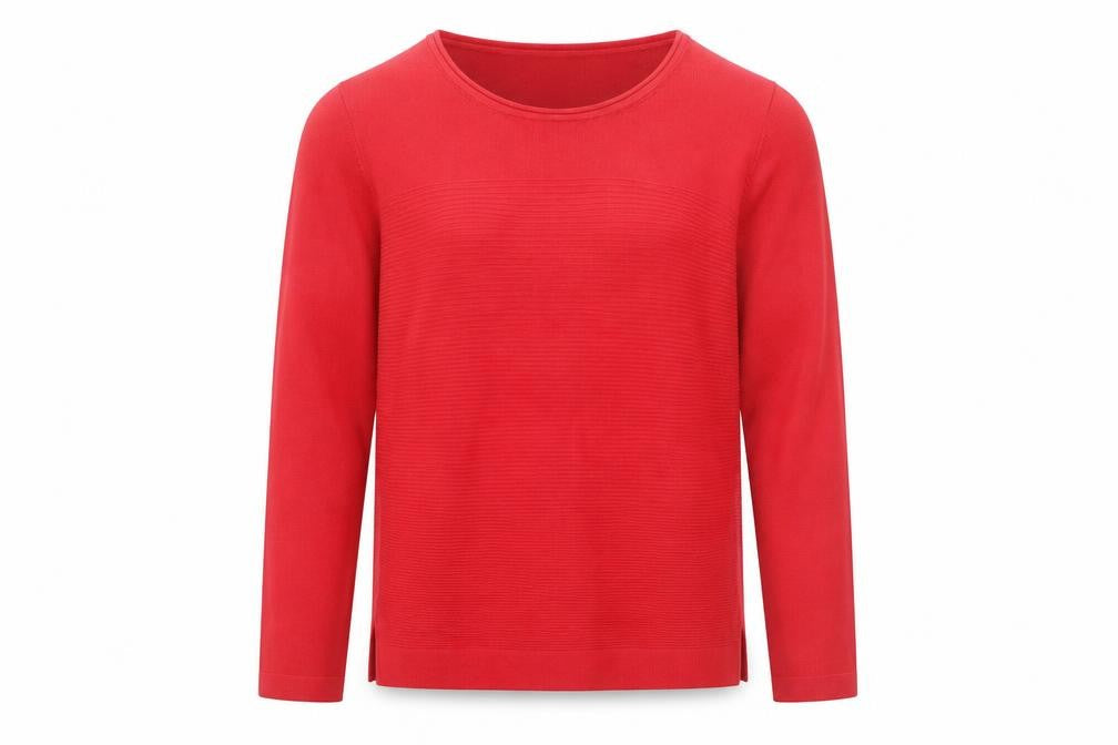 Front view of Sunday Men's Red Cotton Blend Long Sleeve jumper M