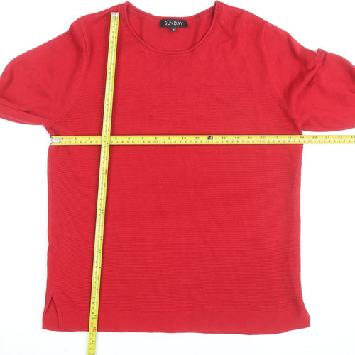 Sunday Men's Red Cotton Blend Long Sleeve Pullover Jumper M