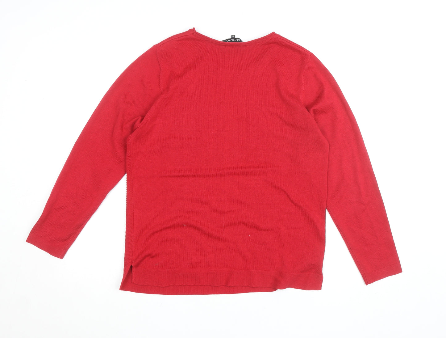 Sunday Men's Red Cotton Blend Long Sleeve Pullover Jumper M