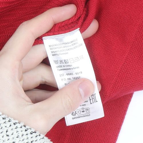 Sunday Men's Red Cotton Blend Long Sleeve Pullover Jumper M