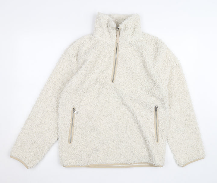 H&M Women’s Ivory Fleece 1/4 Zip Pullover Jumper XS
