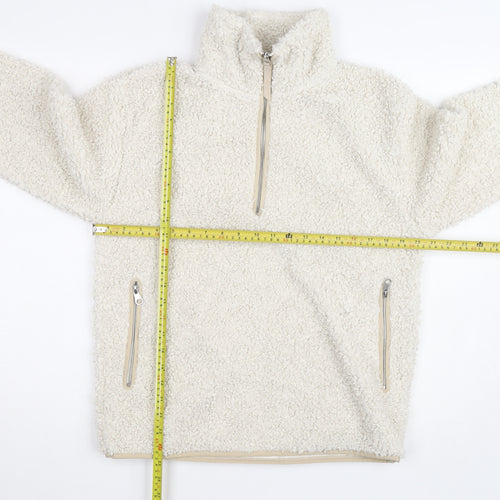 H&M Women’s Ivory Fleece 1/4 Zip Pullover Jumper XS
