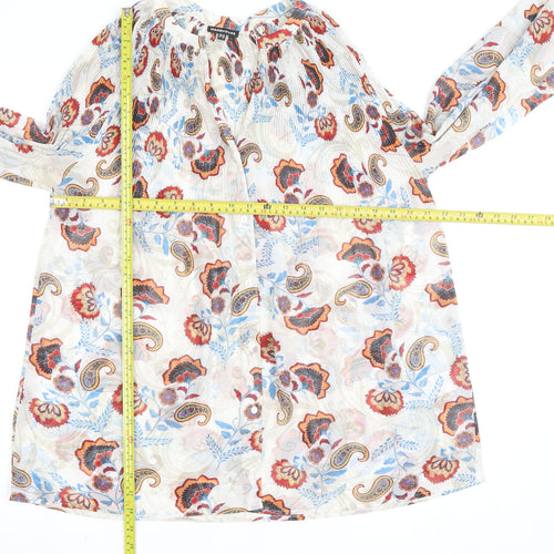 Warehouse Womens Multicoloured Paisley Sheer Tunic Blouse Size 16
