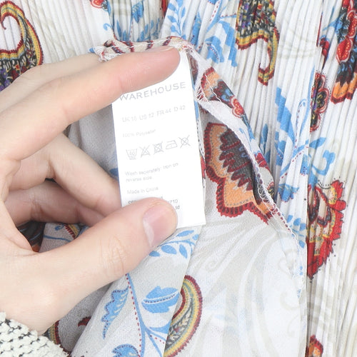 Warehouse Womens Multicoloured Paisley Sheer Tunic Blouse Size 16