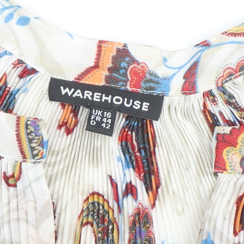 Warehouse Womens Multicoloured Paisley Sheer Tunic Blouse Size 16