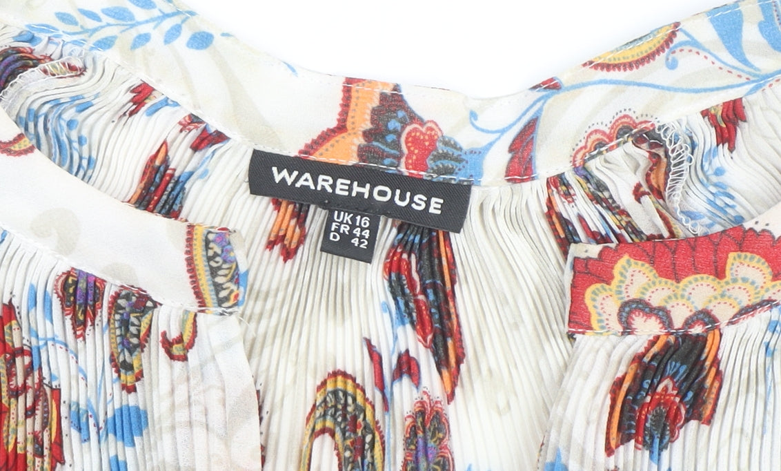 Warehouse Womens Multicoloured Paisley Sheer Tunic Blouse Size 16
