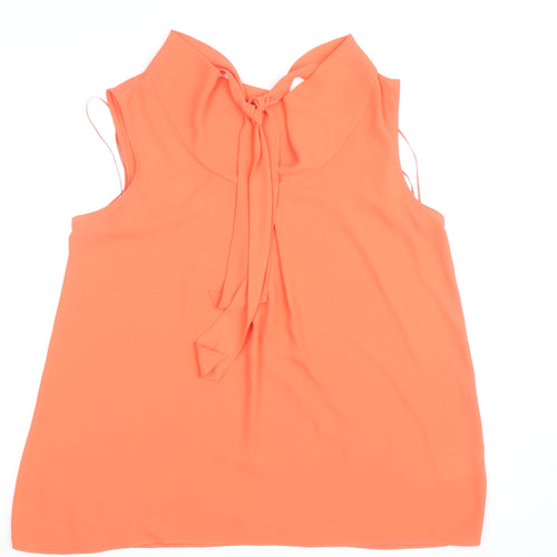 Jasper Conran Women’s Orange Sleeveless Bow Neck Blouse Size 16