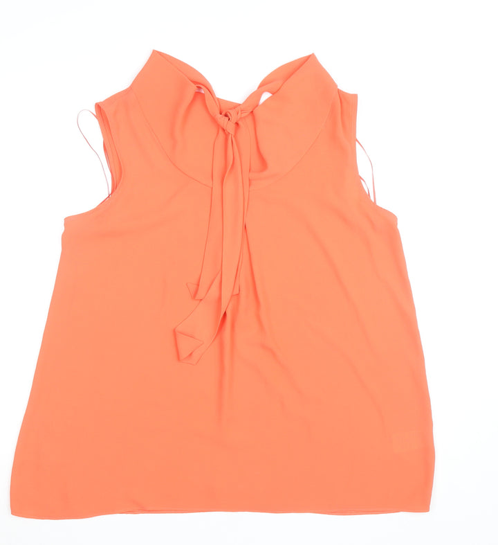 Jasper Conran Women’s Orange Sleeveless Bow Neck Blouse Size 16