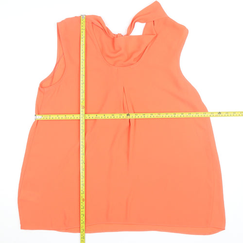 Jasper Conran Women’s Orange Sleeveless Bow Neck Blouse Size 16