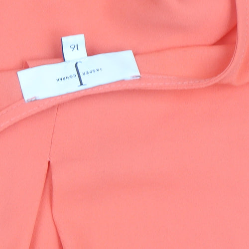 Jasper Conran Women’s Orange Sleeveless Bow Neck Blouse Size 16