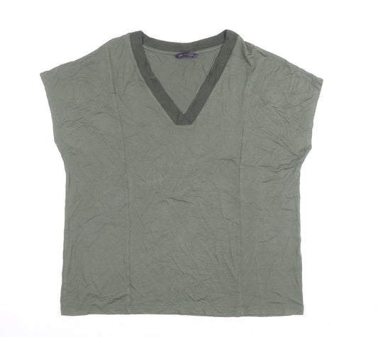 Marks and Spencer Women’s Green V-Neck Jersey T-Shirt Size 16
