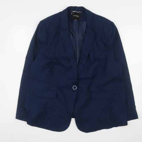 Capsule Women's Blue Linen Blend Single-Breasted Blazer UK 24