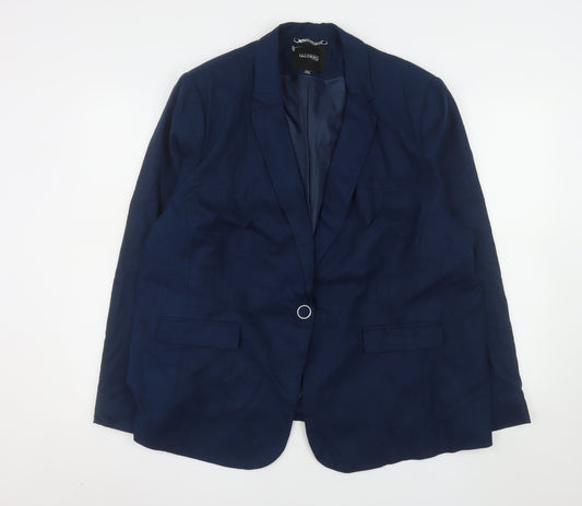 Capsule Women's Blue Linen Blend Single-Breasted Blazer UK 24