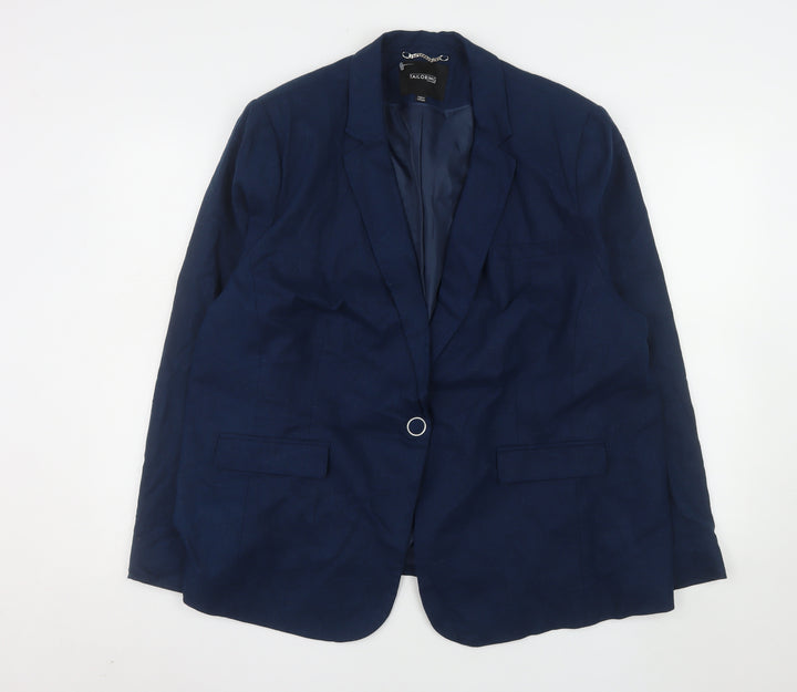 Capsule Women's Blue Linen Blend Single-Breasted Blazer UK 24