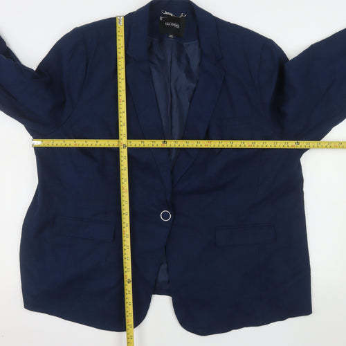 Capsule Women's Blue Linen Blend Single-Breasted Blazer UK 24