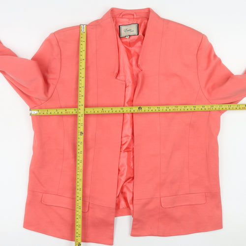 Evita Gold Women Coral Blazer Size 16 Tailored Long Sleeve Jacket