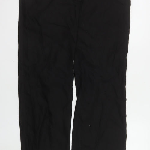 Monsoon Women’s Black Linen Blend Straight Trousers Size 14 Short