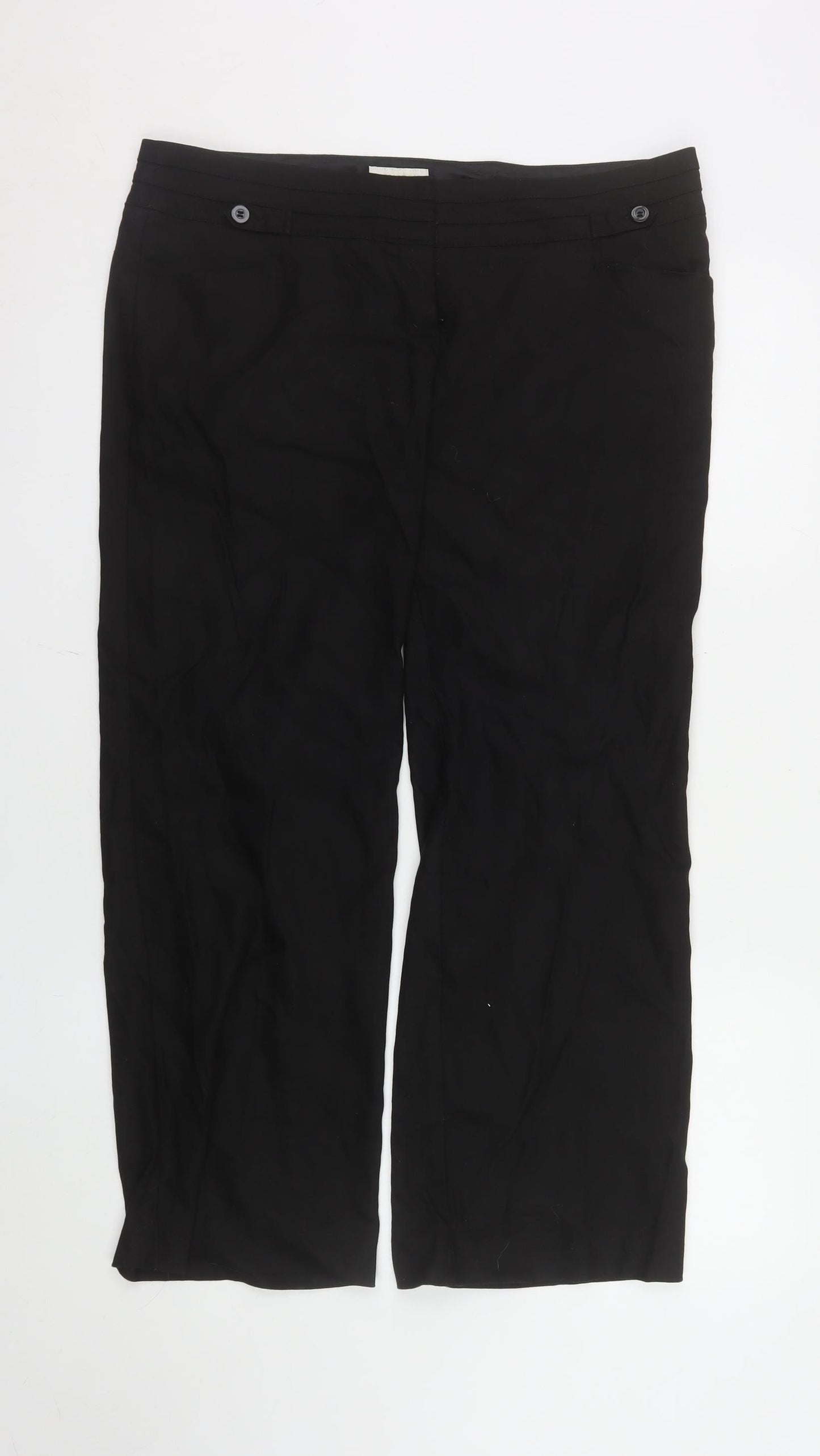 Monsoon Women’s Black Linen Blend Straight Trousers Size 14 Short