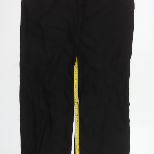 Monsoon Women’s Black Linen Blend Straight Trousers Size 14 Short