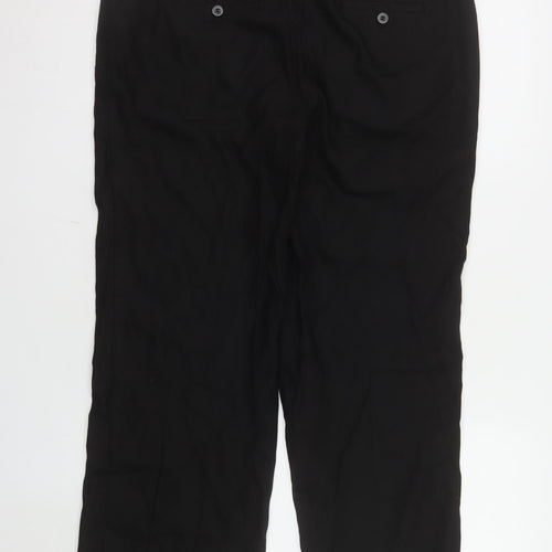 Monsoon Women’s Black Linen Blend Straight Trousers Size 14 Short