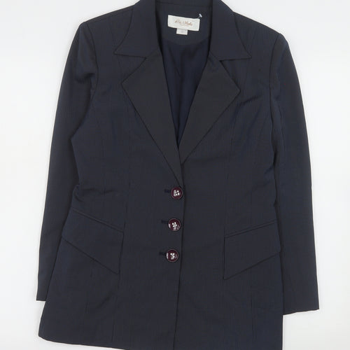 La Moda Women Blue Pinstripe Single-Breasted Blazer Size 10