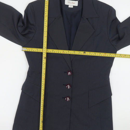 La Moda Women Blue Pinstripe Single-Breasted Blazer Size 10