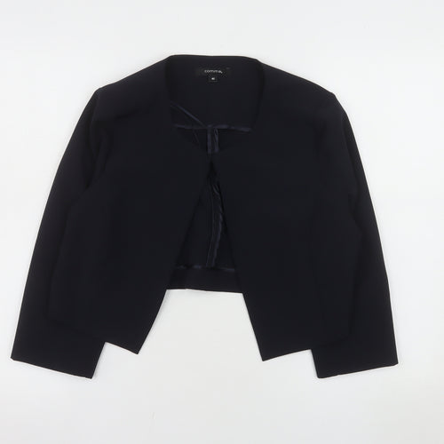 Comma Women Black Cropped Suit Jacket Size 12 Polyester Blend Lined Blazer