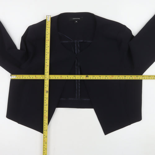 Comma Women Black Cropped Suit Jacket Size 12 Polyester Blend Lined Blazer