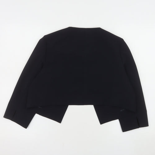 Comma Women Black Cropped Suit Jacket Size 12 Polyester Blend Lined Blazer