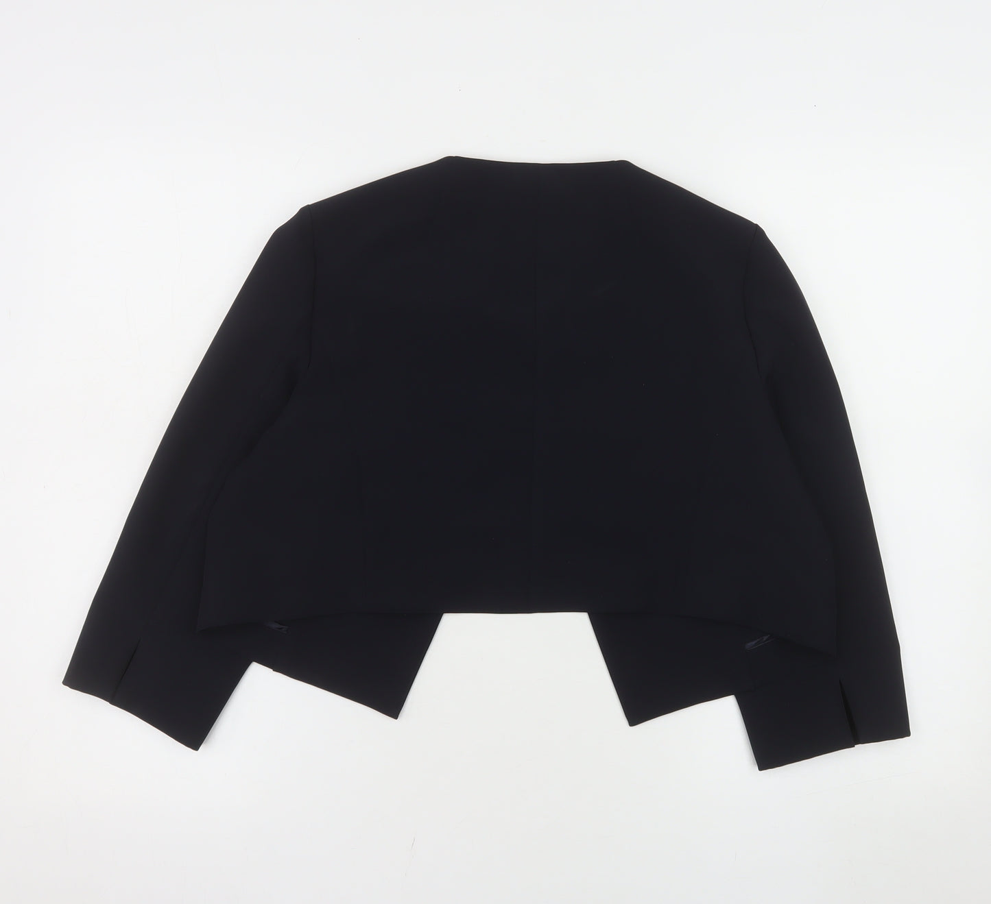Comma Women Black Cropped Suit Jacket Size 12 Polyester Blend Lined Blazer