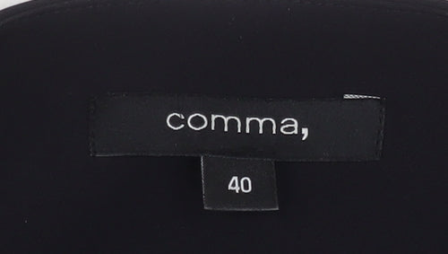 Comma Women Black Cropped Suit Jacket Size 12 Polyester Blend Lined Blazer