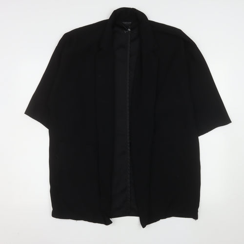 Topshop Women Black Size 12 Short Sleeve Blazer Jacket