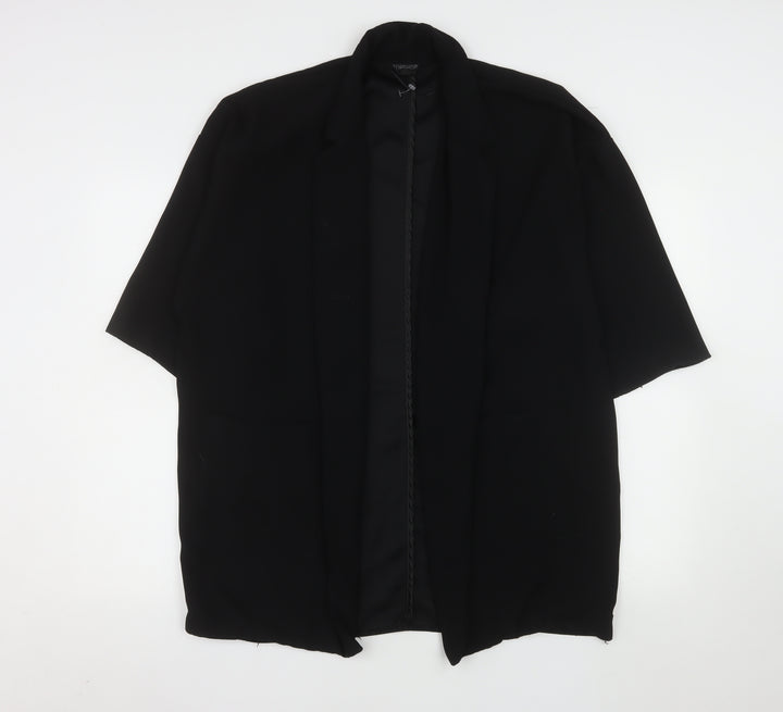 Topshop Women Black Size 12 Short Sleeve Blazer Jacket