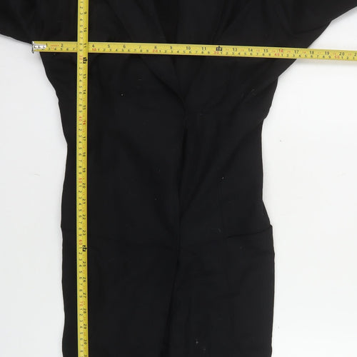 MaxMara Womens Black Wool Long Overcoat Size 12 Classic 3/4 Sleeve