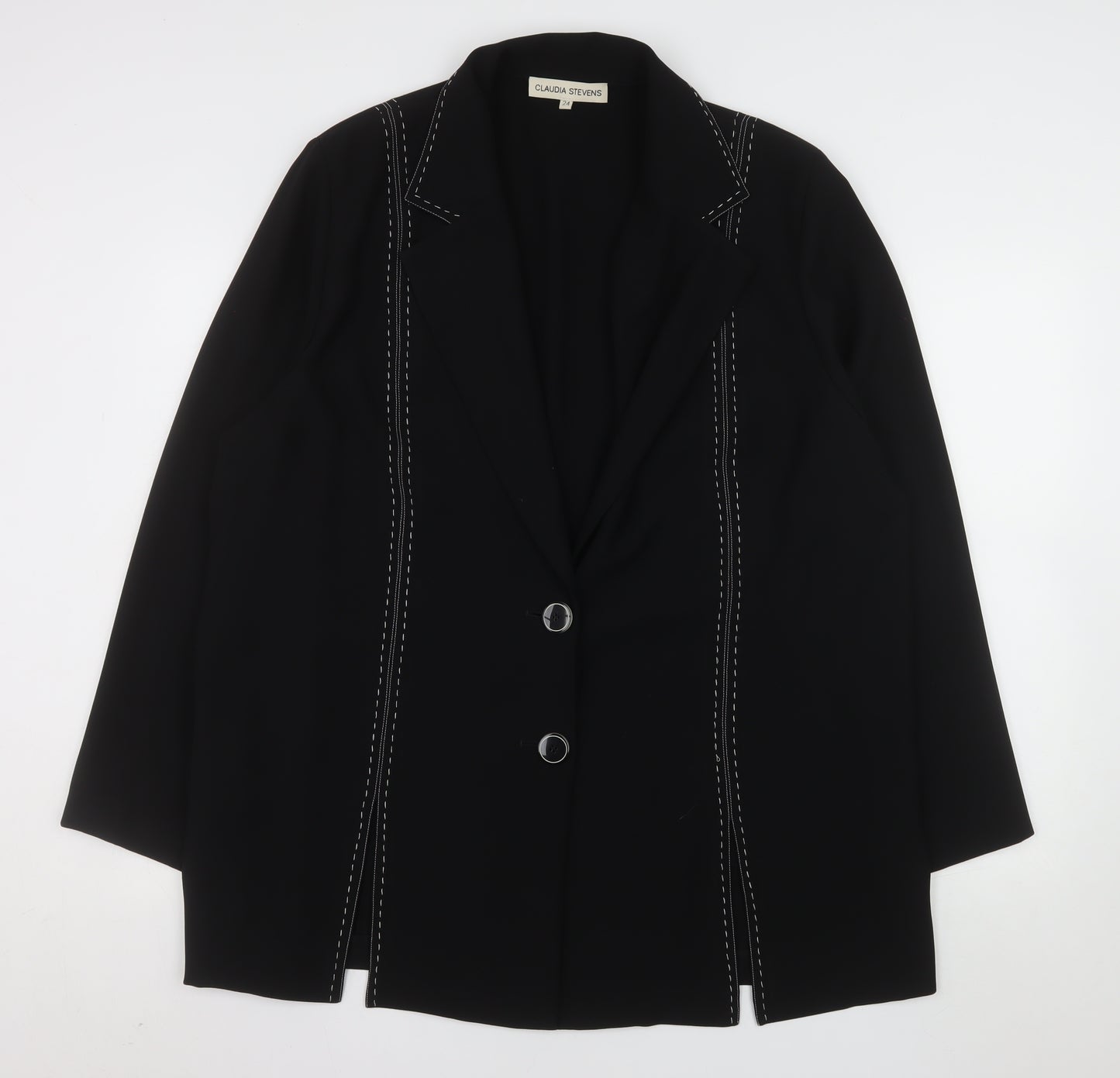 Claudia Stevens Women Black Long Blazer Size 24 Formal Jacket