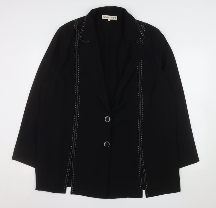 Claudia Stevens Women Black Long Blazer Size 24 Formal Jacket