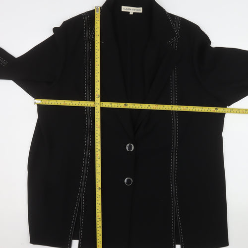 Claudia Stevens Women Black Long Blazer Size 24 Formal Jacket