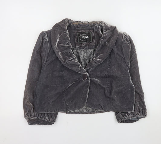 Marks and Spencer Per Una Speziale Grey Velvet Cropped Blazer Size 18