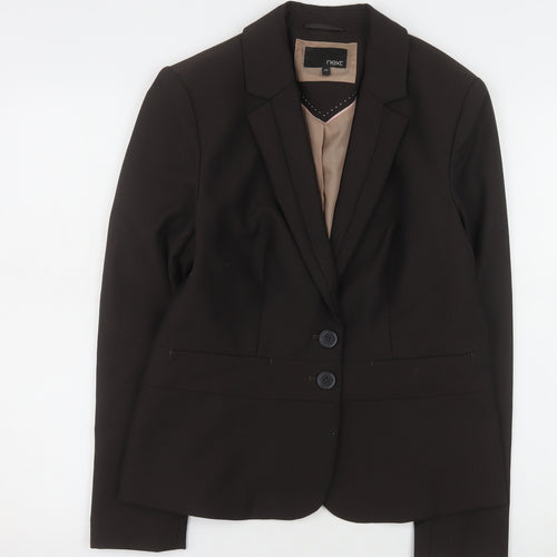 Next Women Brown Regular Fit Blazer Jacket Size 12R Two-Button Workwear