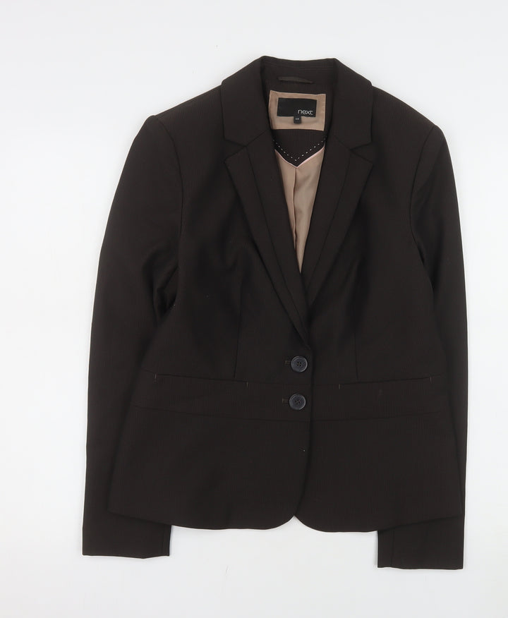 Next Women Brown Regular Fit Blazer Jacket Size 12R Two-Button Workwear