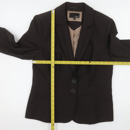 Next Women Brown Regular Fit Blazer Jacket Size 12R Two-Button Workwear