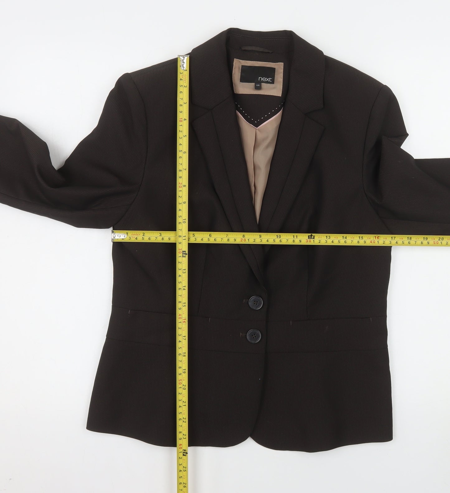 Next Women Brown Regular Fit Blazer Jacket Size 12R Two-Button Workwear